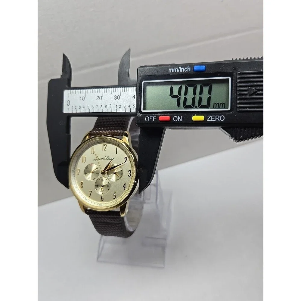 Jos A Bank Gold Dial Multifunction Mens Day Date 40mm Dress Watch New Battery